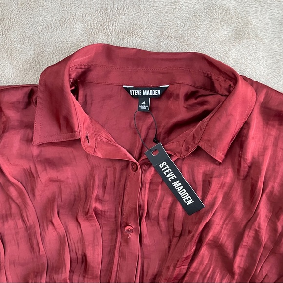 Steve Madden Burgundy Button-Up romper - Picture 2 of 9